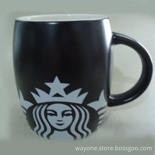 Black mug with matte finish, made of stoneware, various colors available, suitable for promotion